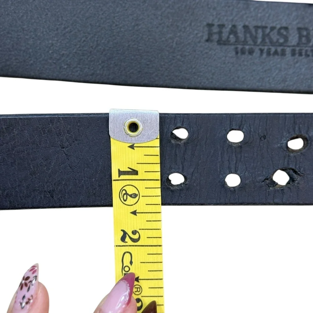 VTG Hanks Belts Leather Belt Mens 56 Black USA‎ Heavy Duty Work Casual Thick